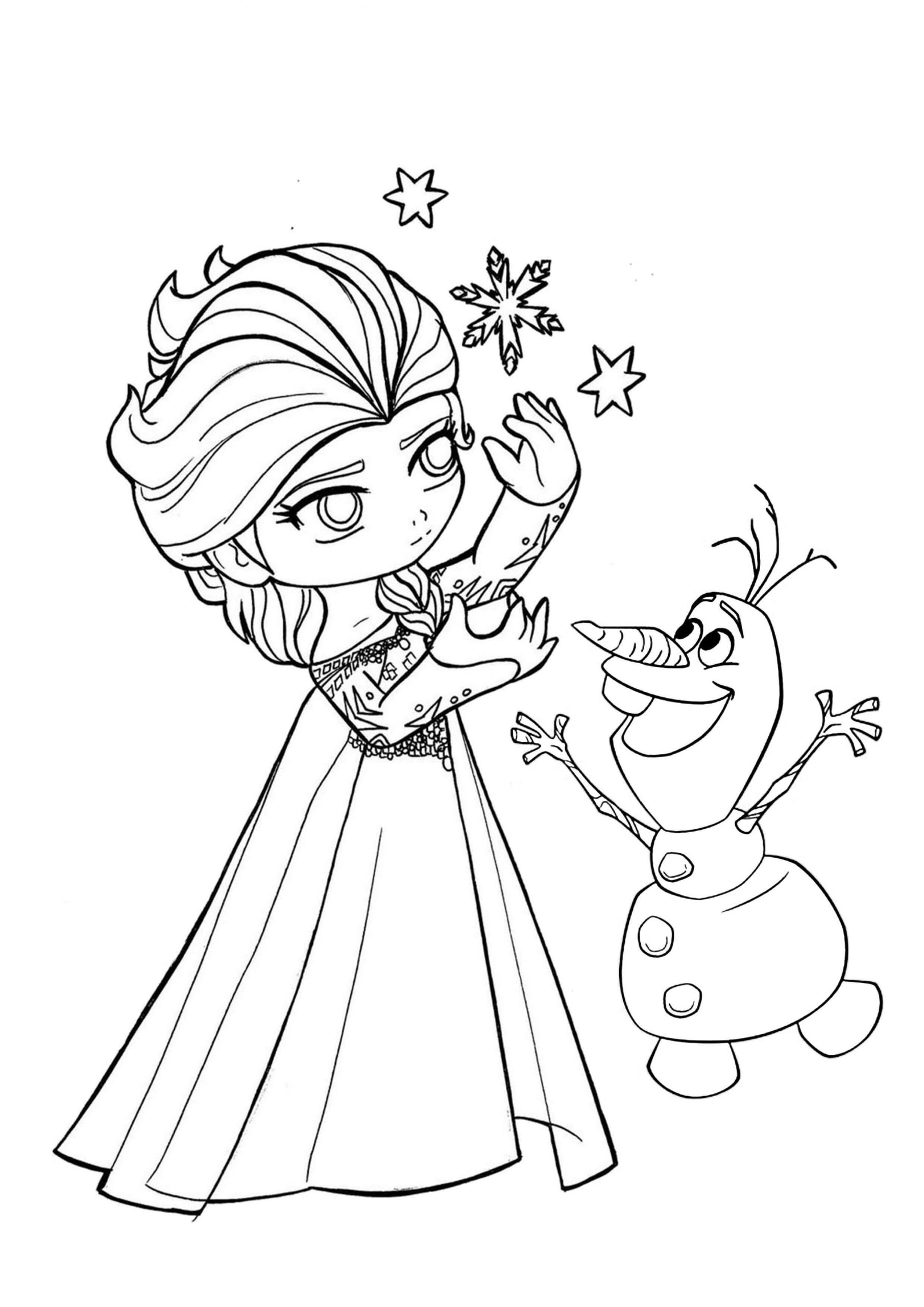 Målarbild Prinsessan Elsa och Olaf