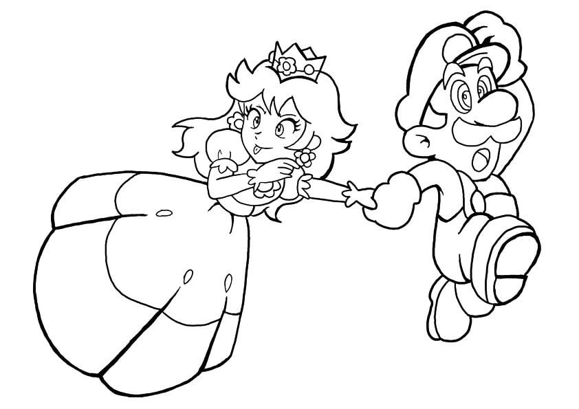 Målarbild Prinsessan Peach och Mario