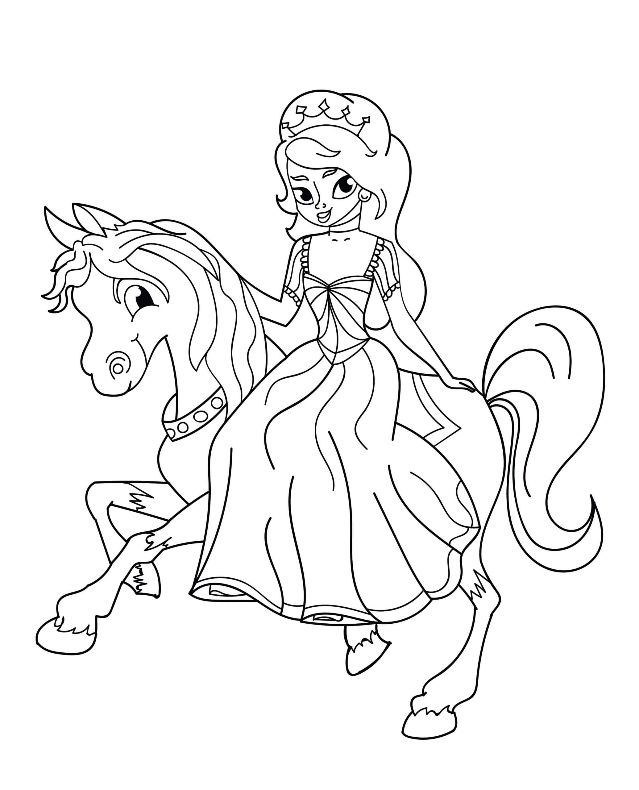 Målarbild Prinsessan Rider en Häst