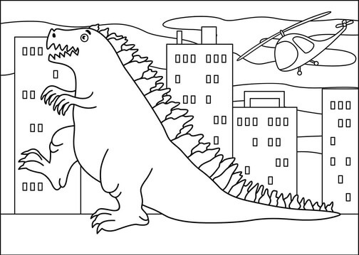 Målarbild Rolig Godzilla