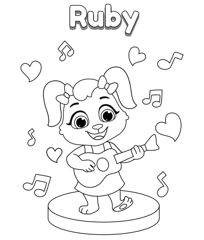 Målarbild Ruby Spelar Gitarr