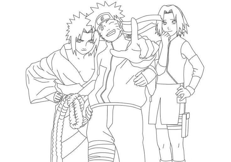 Målarbild Sasuke med Naruto och Sakura