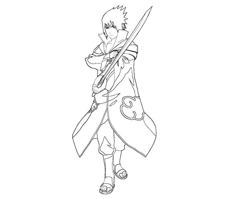 Målarbild Sasuke Med Sitt Svärd