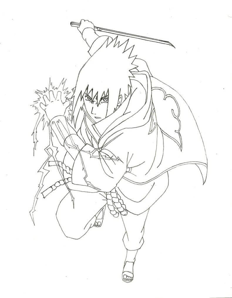 Målarbild Sasuke med Svärd
