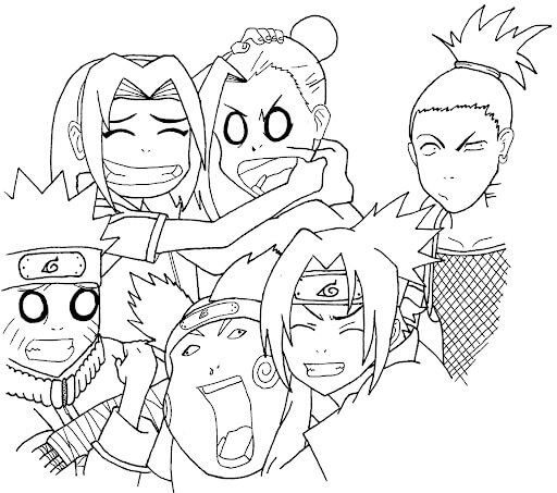 Målarbild Sasuke med Vänner