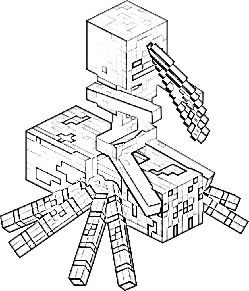 Målarbild Skelett och Spindel Minecraft