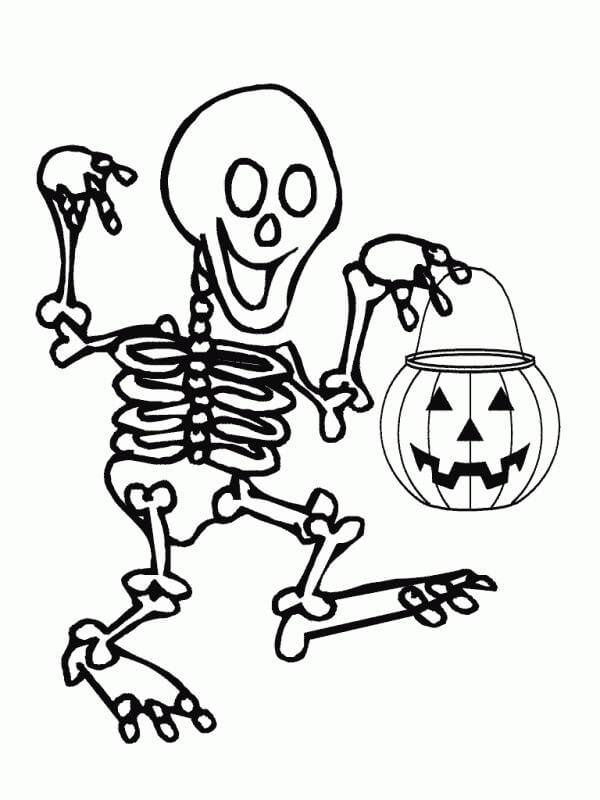 Målarbild Skelett på Halloween