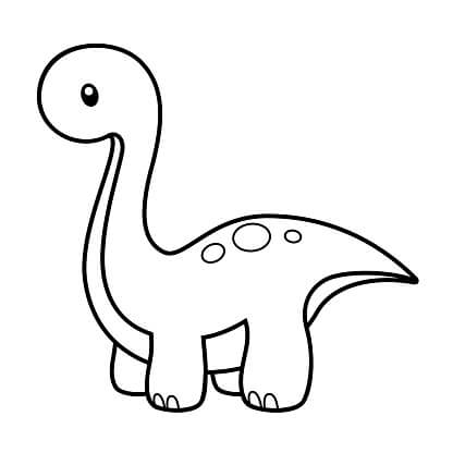 Målarbild Söt  Dinosaurie Med Lång Hals
