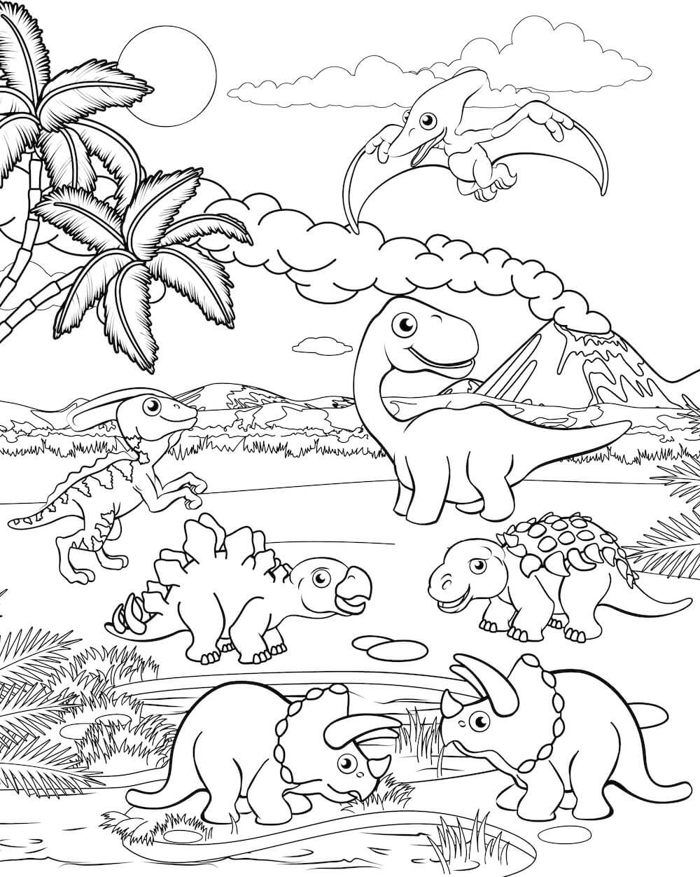 Målarbild Söta Dinosaurier