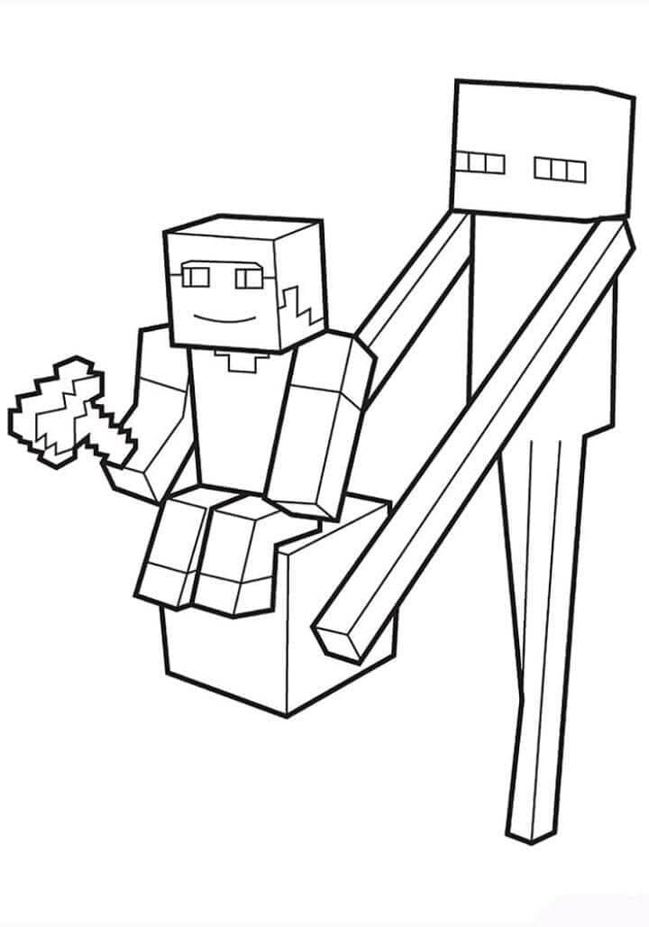 Målarbild Steve och Enderman Minecraft