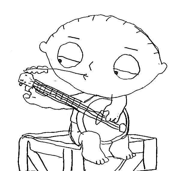 Målarbild Stewie Griffin Spelar Gitarr