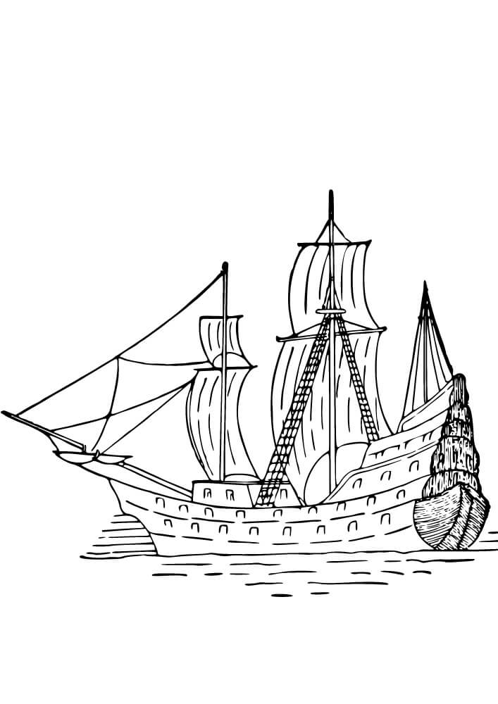 Målarbild Stort Piratskepp