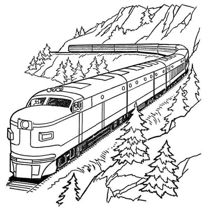 Målarbild Tåg och Berg