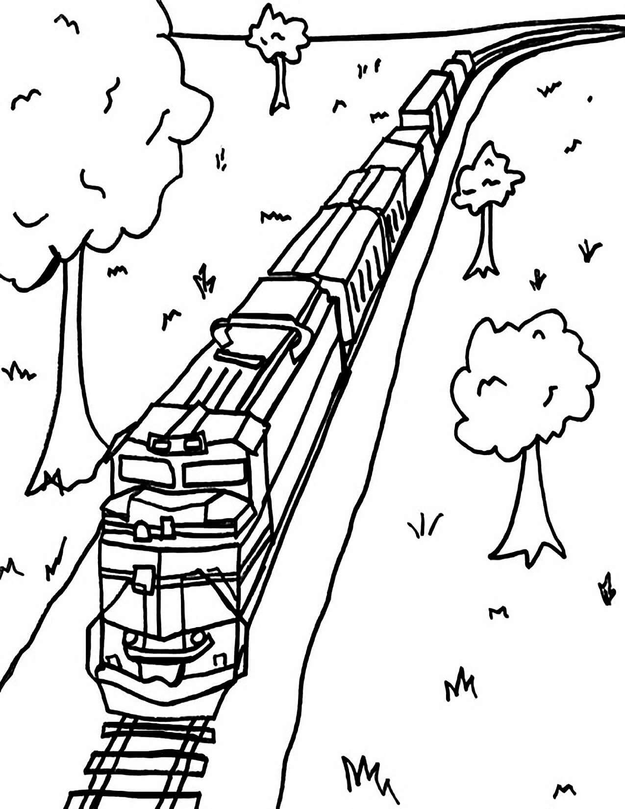 Målarbild Tåg och Träd