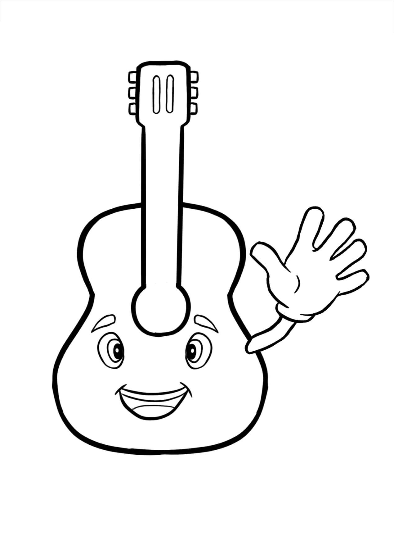 Målarbild Tecknad Gitarr