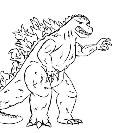 Målarbild Tecknad Godzilla
