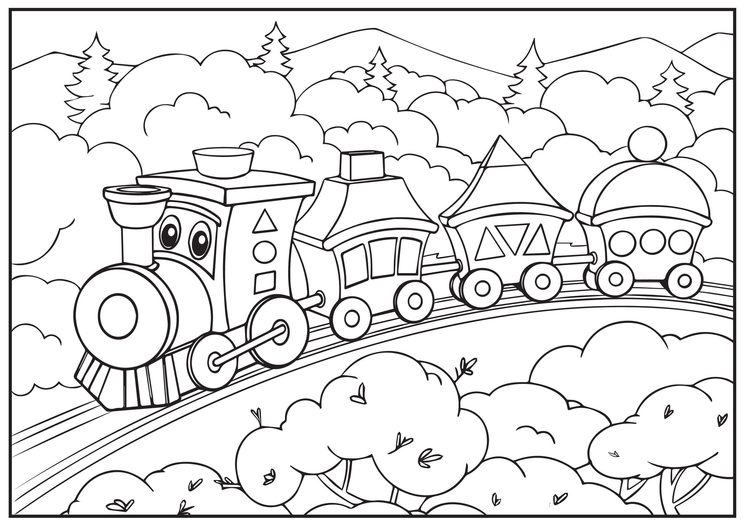 Målarbild Tecknat Tåg