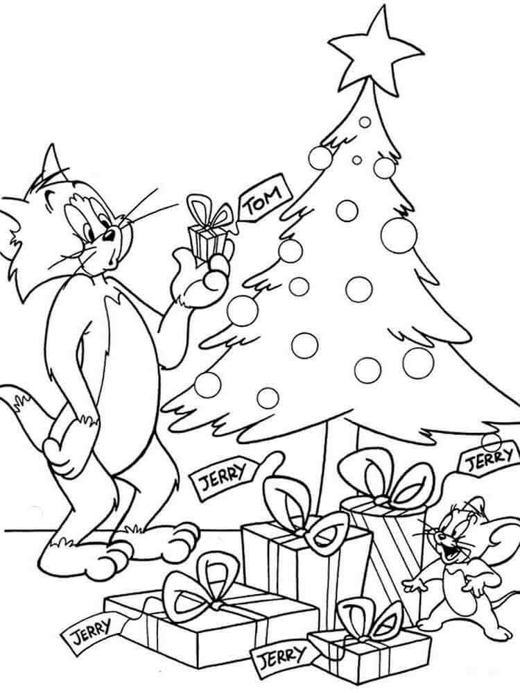 Målarbild Tom och Jerry Vid Jul