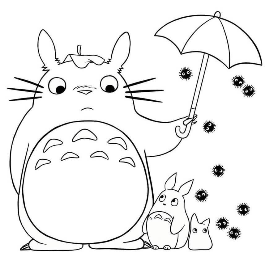 Målarbild Totoro med Paraply