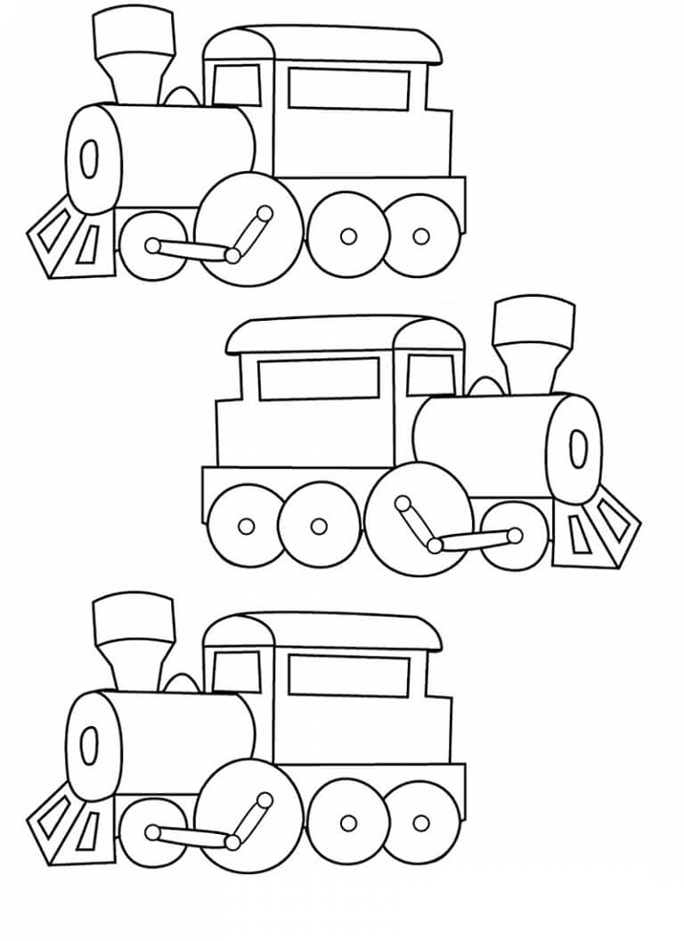 Målarbild Tre Tåg Lok