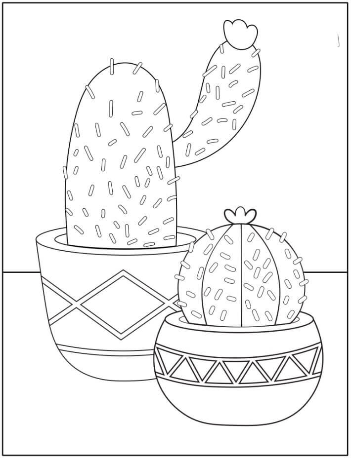 Målarbild Två Kaktuskruka