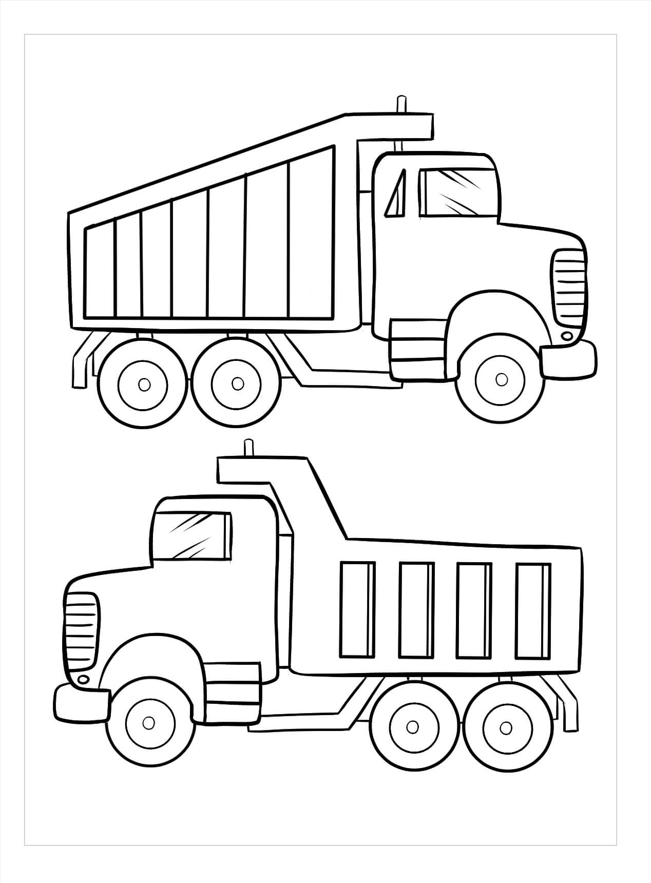 Målarbild Två Lastbilar
