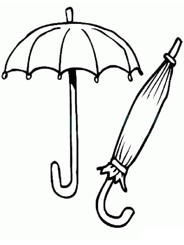 Målarbild Två Paraplyer