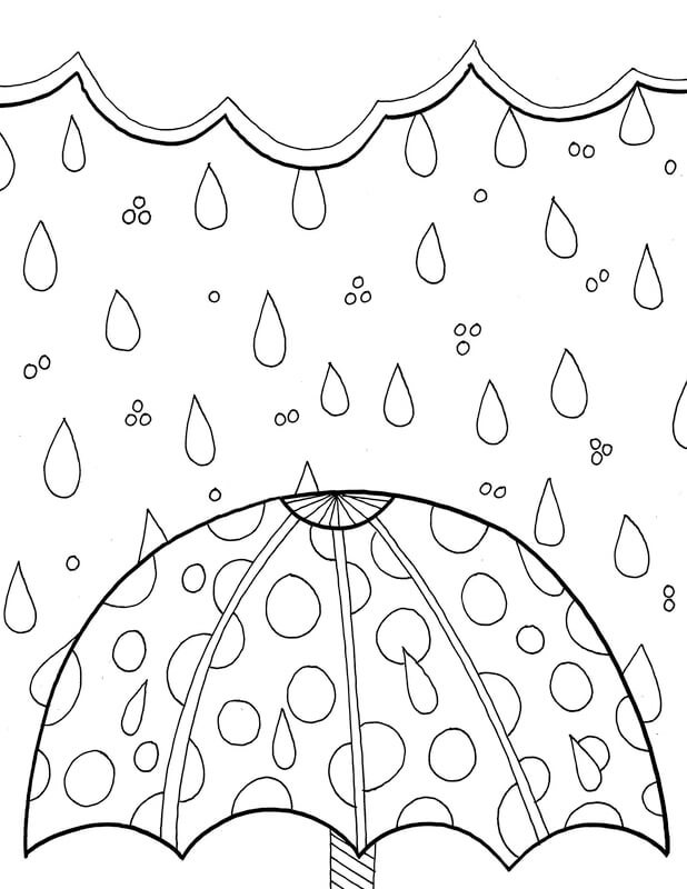 Målarbild Umbrella with Rain in Spring
