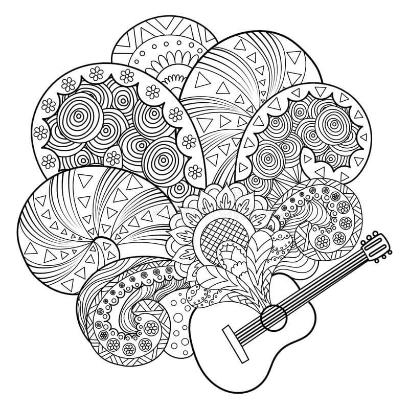 Målarbild Zentangle Gitarr