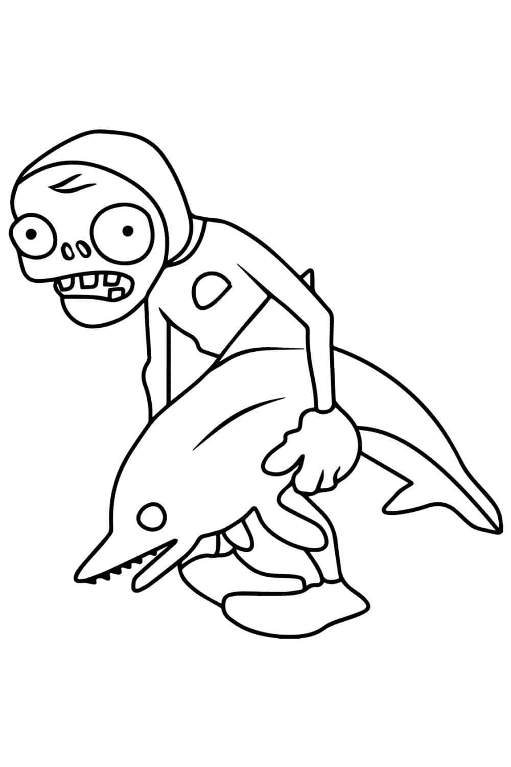 Målarbild Zombie med Delfin