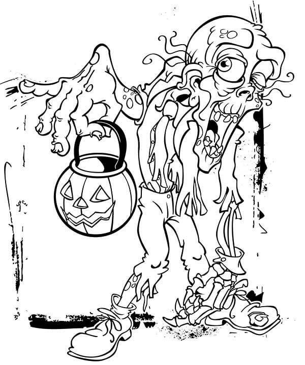Målarbild Zombie Med Pumpa Godispåse
