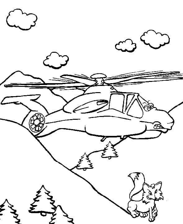 Målarbild Arg Tecknad Helikopter