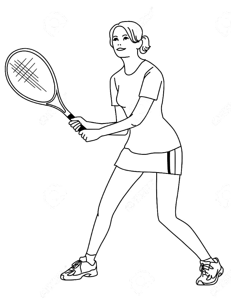Målarbild En Kvinna Spelar Tennis
