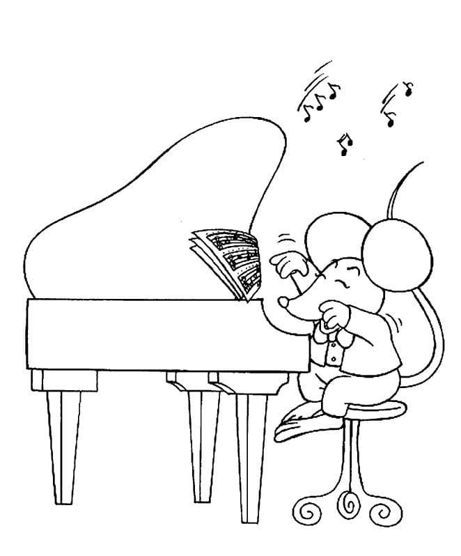 Målarbild En Mus Spelar Piano