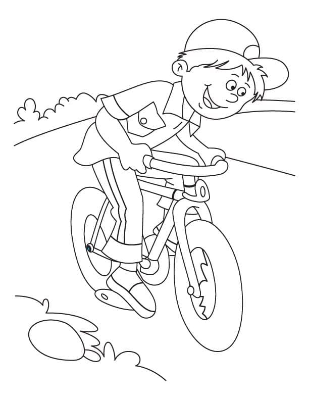 Målarbild En Pojke Cyklar