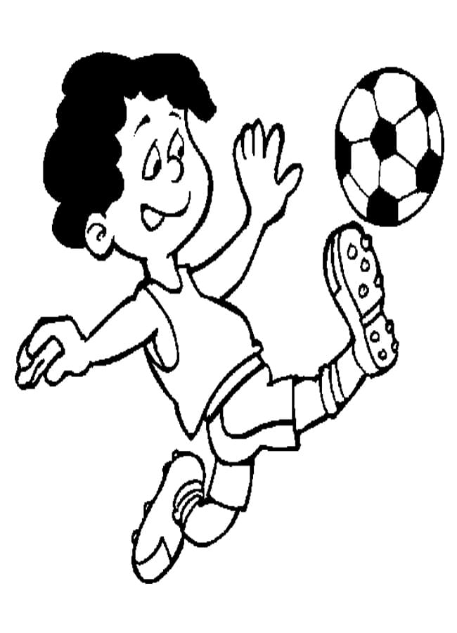 Målarbild En Pojke Spelar Fotboll