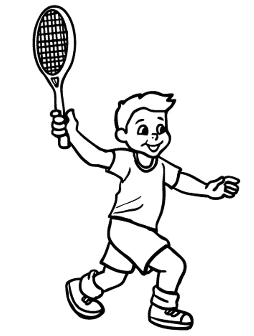 Målarbild En Pojke Spelar Tennis