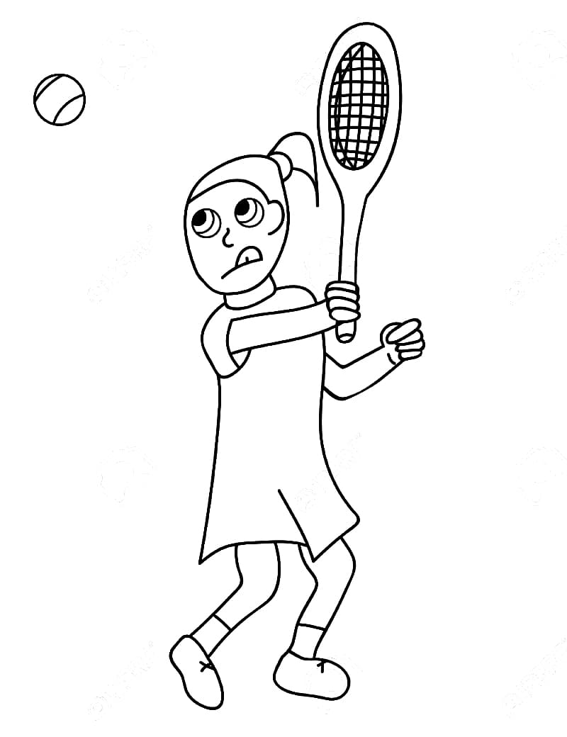 Målarbild Flickan Spelar Tennis