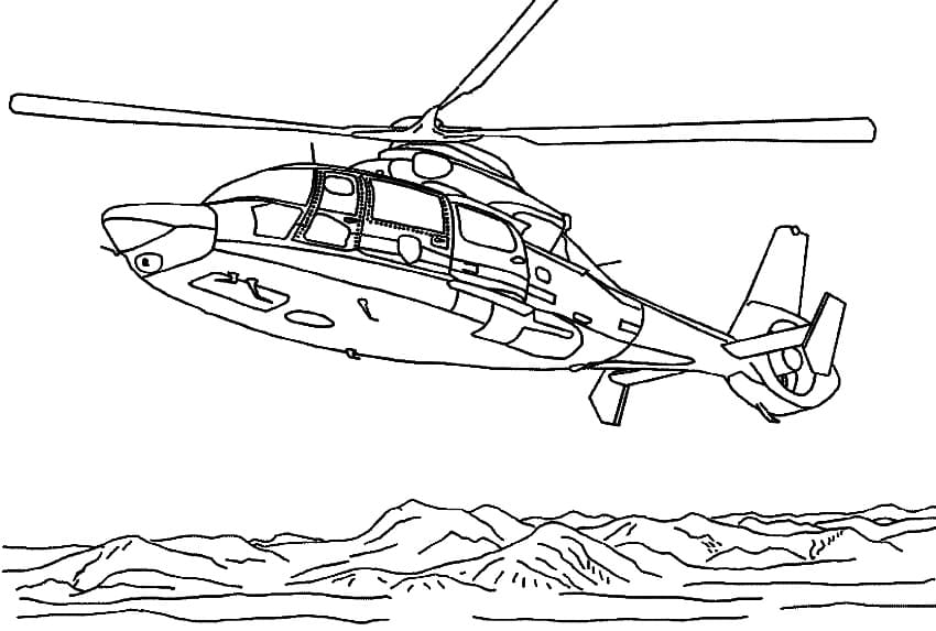 Målarbild Helikopter Flyger