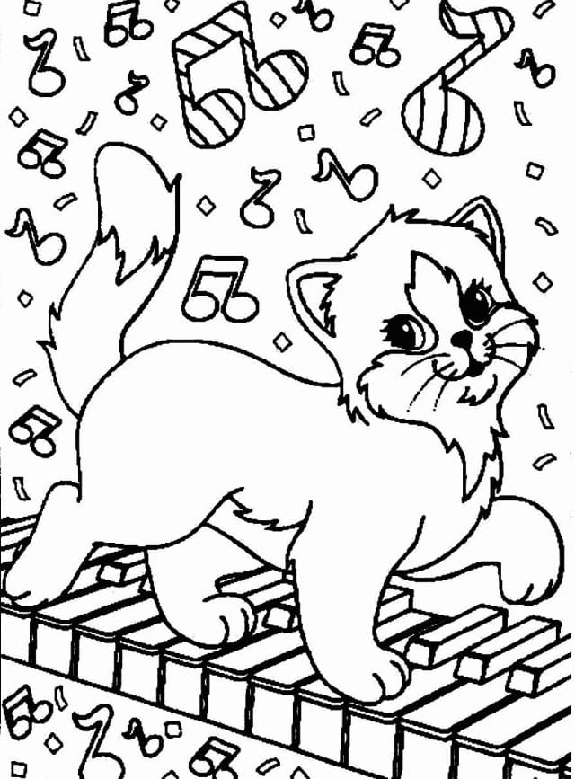 Målarbild Katt på Piano