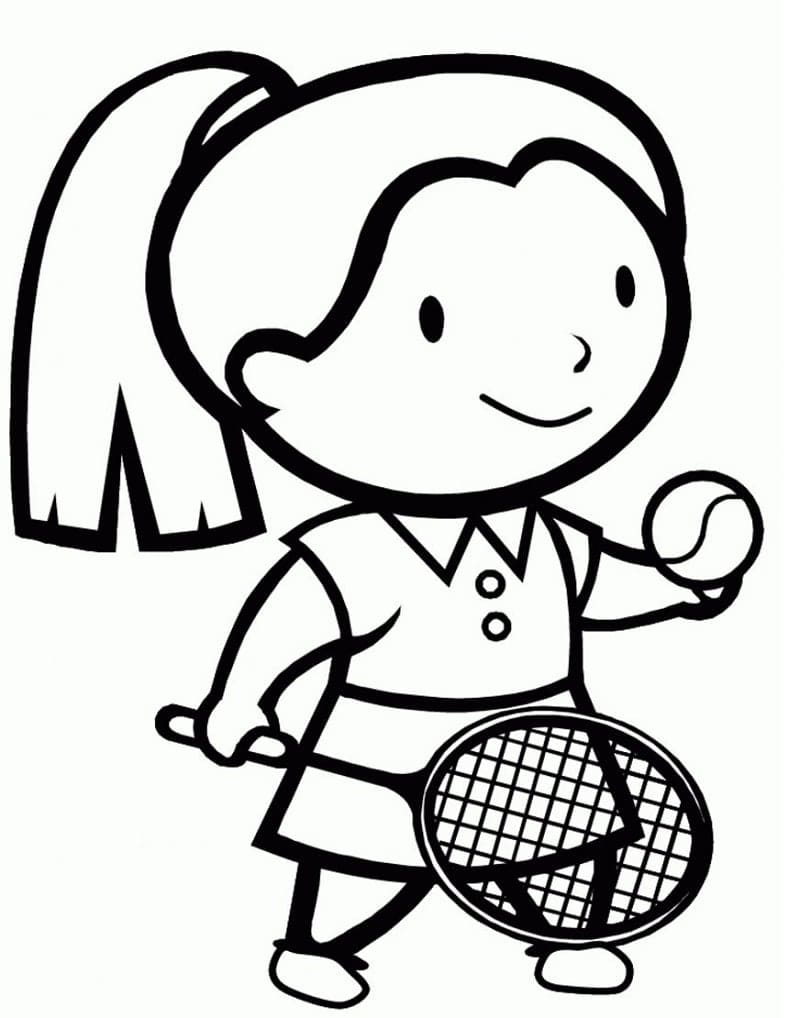 Målarbild Liten Flicka Spelar Tennis