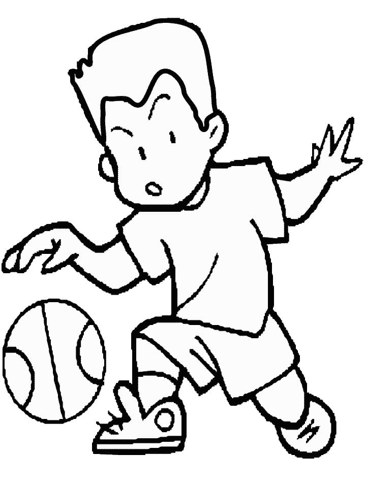 Målarbild Liten Pojke Spelar Basket
