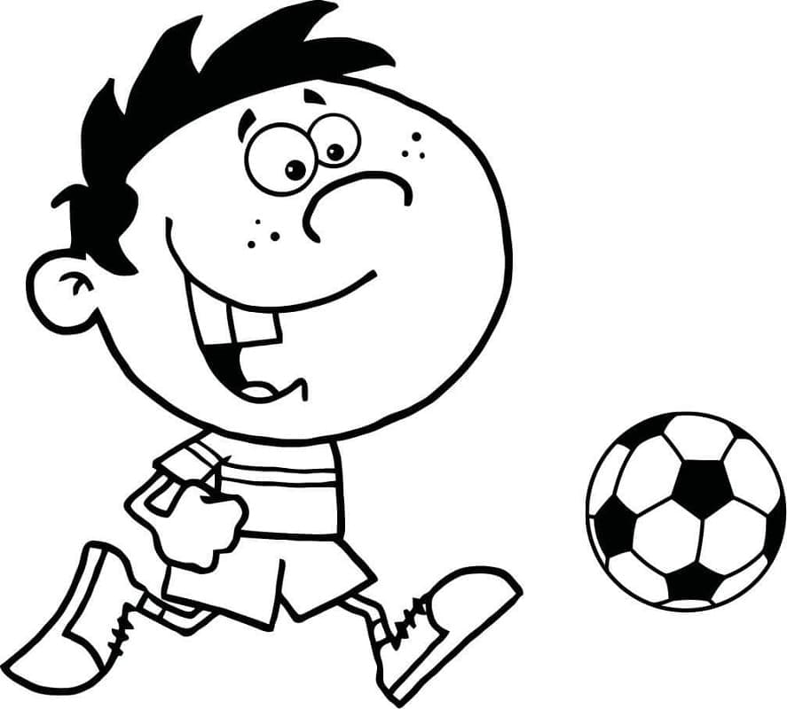 Målarbild Liten Pojke Spelar Fotboll