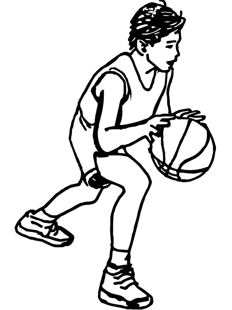 Målarbild Pojke Spelar Basket
