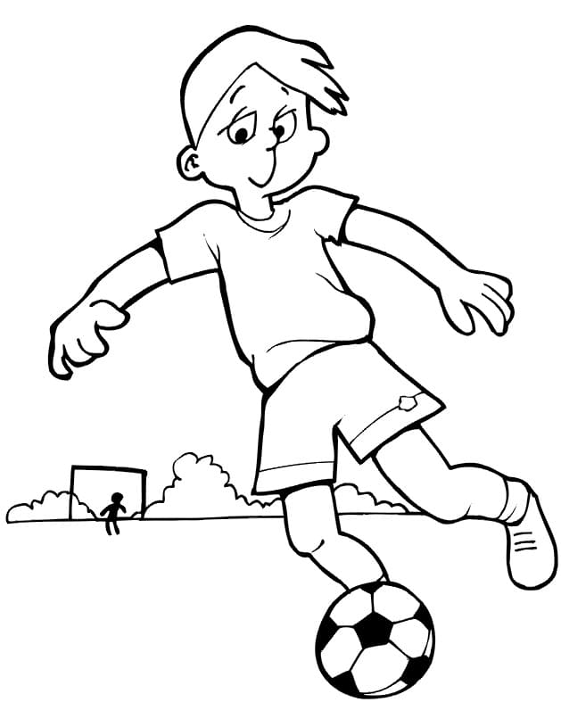Målarbild Pojken Spelar Fotboll