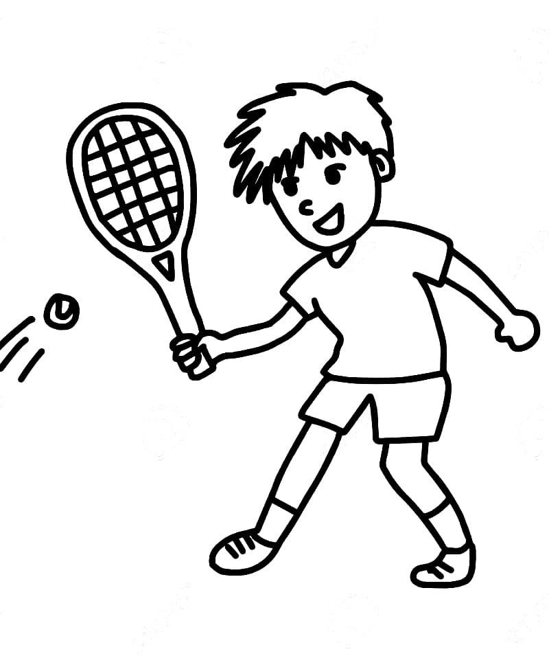 Målarbild Pojken Spelar Tennis