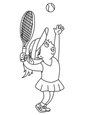 Målarbild Söt Flicka Spelar Tennis