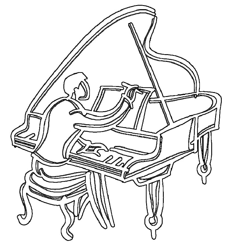 Målarbild Spelar Piano