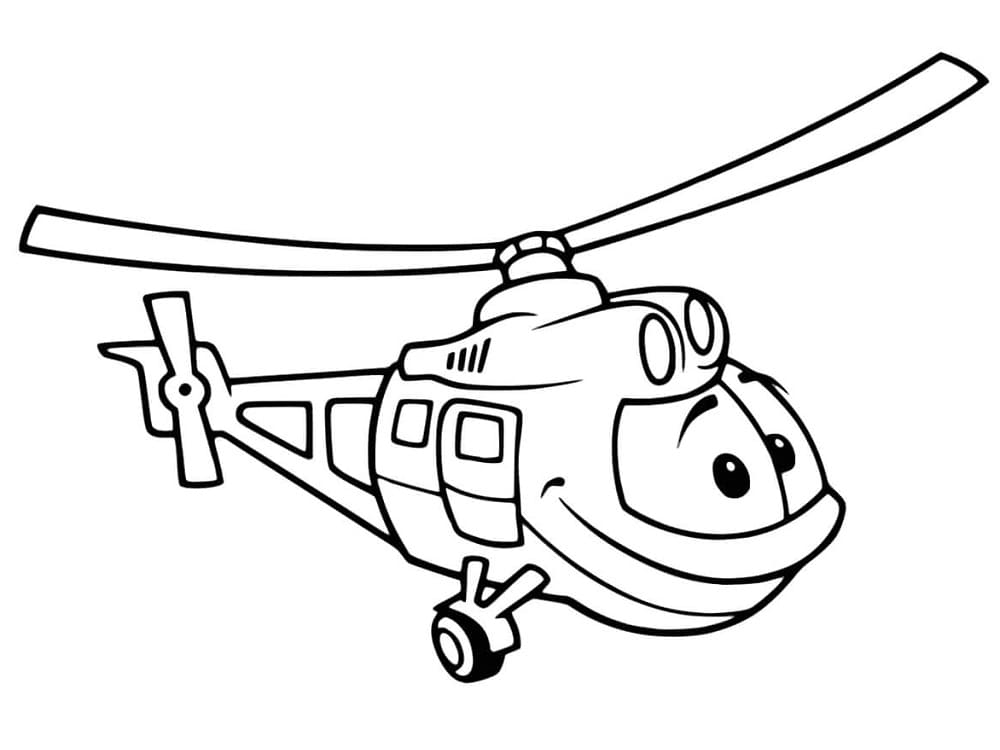 Målarbild Tecknad Helikopter