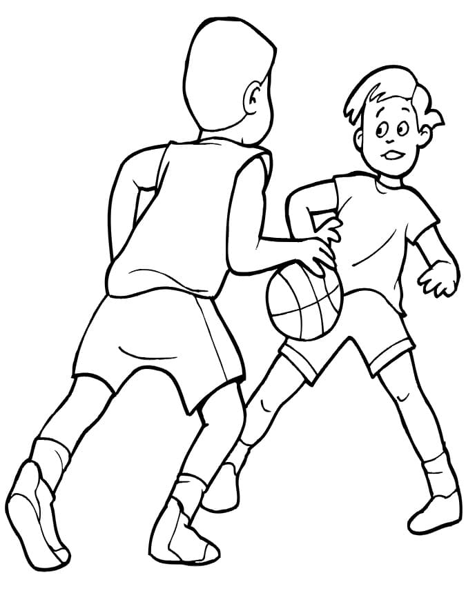 Målarbild Två Basketspelare
